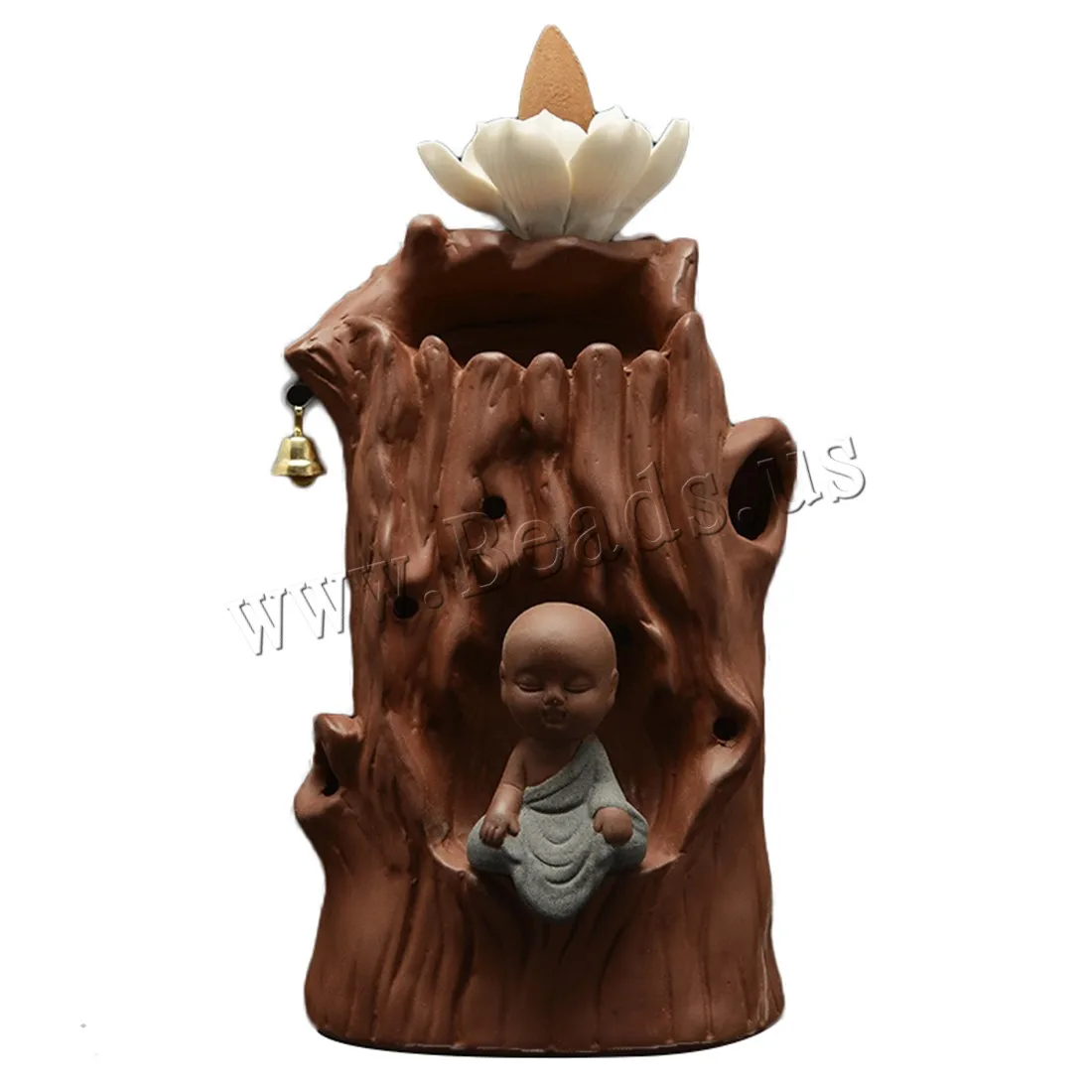 The Little Monk Crescent Ceramic Backflow Incense Burner Lotus Flower Smoke Waterfall Incense Holder Use In Home Office Teahouse