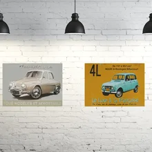 Французский старых антикварных автомобилей R4 Dauphine 4L гараж магазин Жесть Признаки стены человек пещера украшения в стиле ретро винтажный плакат из металла