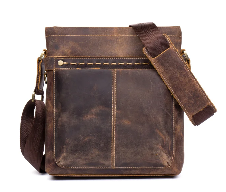 Мужская винтажная деловая сумка из натуральной кожи, настоящая кожаная сумка на плечо, коричневая сумка-тоут из коровьей кожи, сумка на ремне для iPad pocke