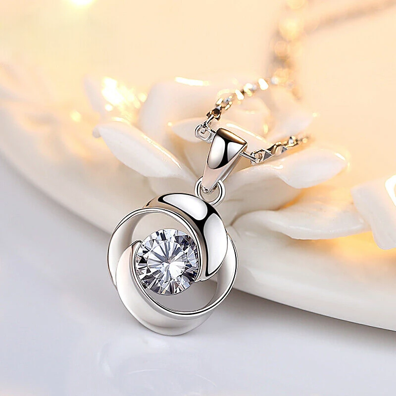 

925 silver necklace female collarbone pendant stylish valentine's day gift rose necklace [pendant +45CM box chain]