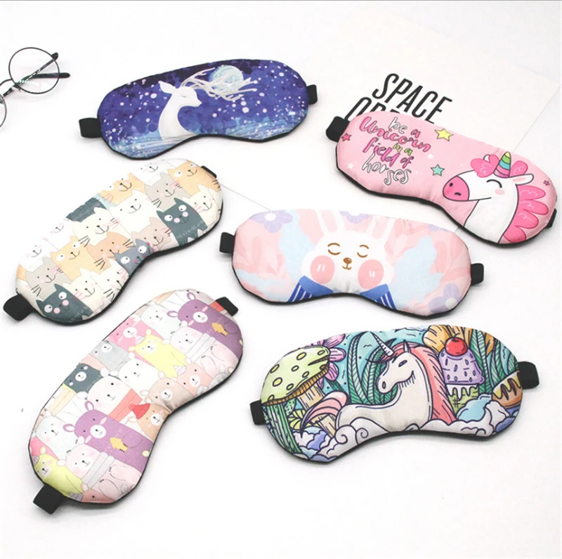 

2pcs Cute Animal Cartoon Summer Sleep Aid Mask with Comfortable Ice Compress Gel Travel Rest Eye Shade Cover Blindfold