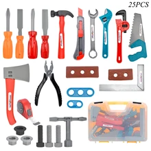 Детский ролевой ремонтник игра игрушка гаечный ключ Винт топор 25 шт. мальчик игровой дом ремонт сумочка-игрушка Моделирование театральный реквизит детский подарок
