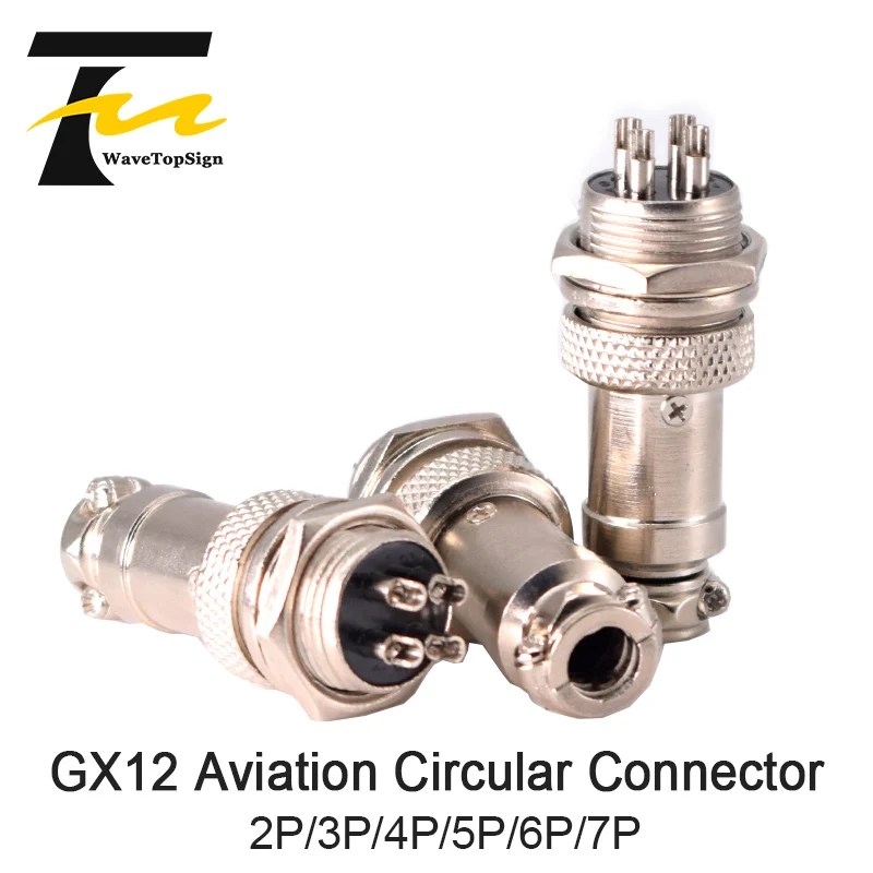 WaveTopSign GX12 авиационный круговой соединитель 2-контактный 3pin 4pin 5pin 6pin 7pin штекер и