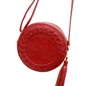 

PinShang Women Single Shoulder Bag Fashionable Round Makeup Purse with Tassel bags for women 2018 ZK30