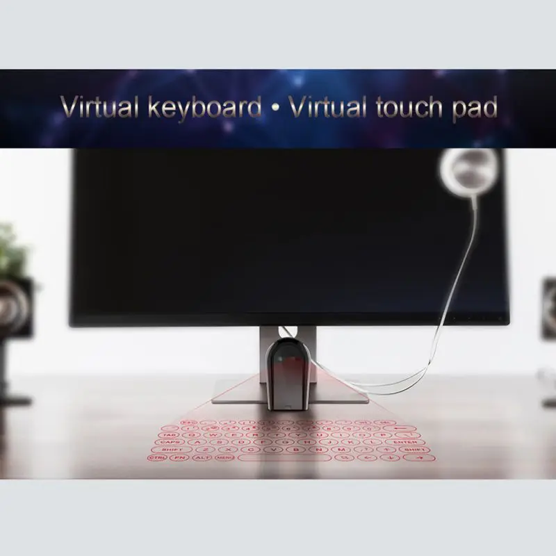 J20 Smart Remote Control Virtual Keyboard Laser Pointer Projection TV Controller Compatible For Android For Windows Black