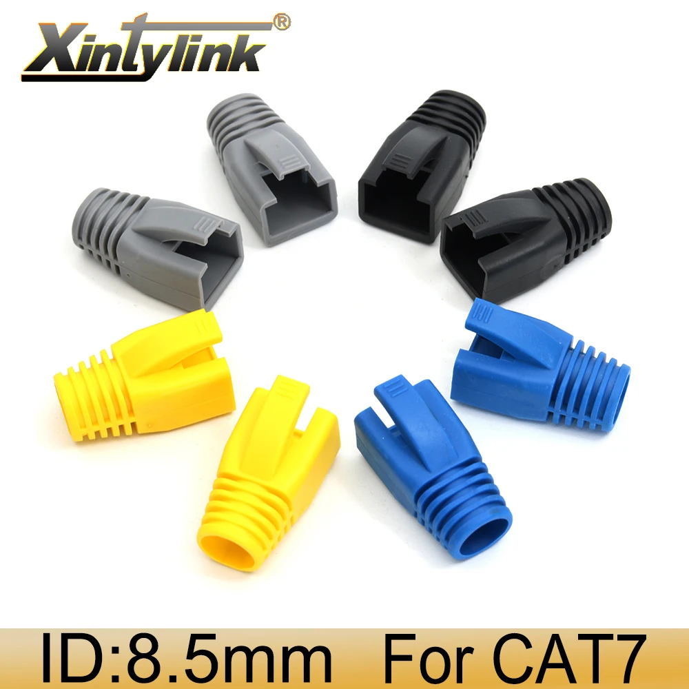 

xintylink rj45 caps cat6a cat7 rj 45 network ethernet cable connectors cat 7 tpu boots sheath protective sleeve bush 100 pcs