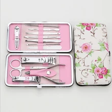 Горячая Sale12pcs Набор для маникюра и педикюра ножницы+ нож для кутикулы+ ленточка для головы с ушами для Палочки+ лак для ногтей комплект для стрижки Нержавеющая сталь по уходу за ногтями, инструменты для вышивки