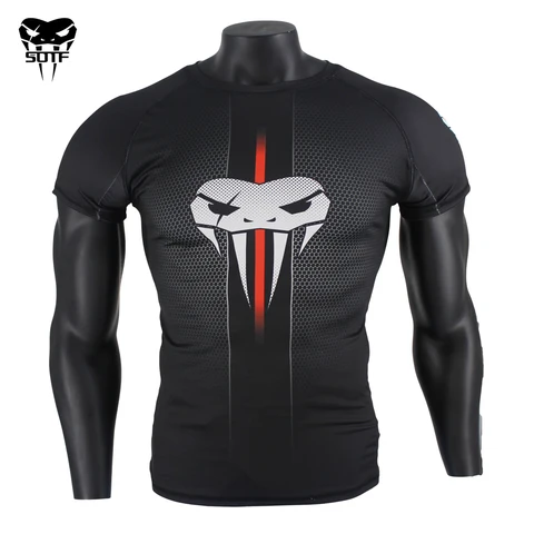 Cabeça de Cobra Sotf Favo Preto Fitness Respirável Boxe Jerseys Tigre Muay Thai Jiu Jitsu t Camisa Rashguard Mma Mel