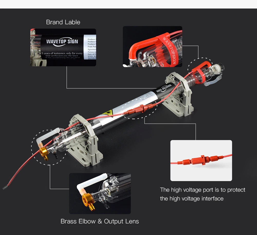 WaveTopSign Co2 стеклянная лазерная трубка 1000 мм 50 Вт стеклянная Лазерная лампа для CO2 лазерная гравировка резка машина маркировочное оборудование Запчасти