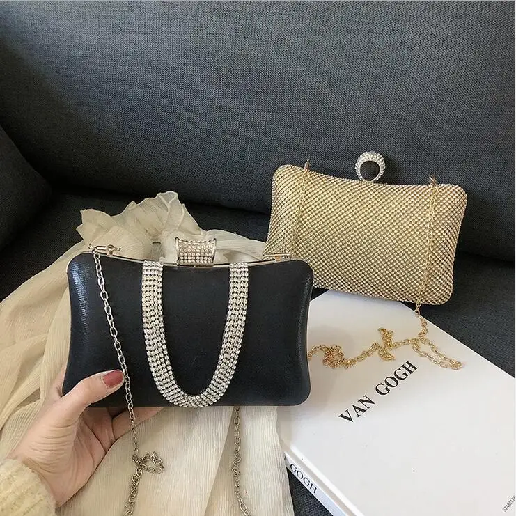 

Women Evening Bags Rhinestone Minaudiere Party Dress Bag for Women 2019 Day Clutches Female Leather Shoulder Lady's Mini Bag