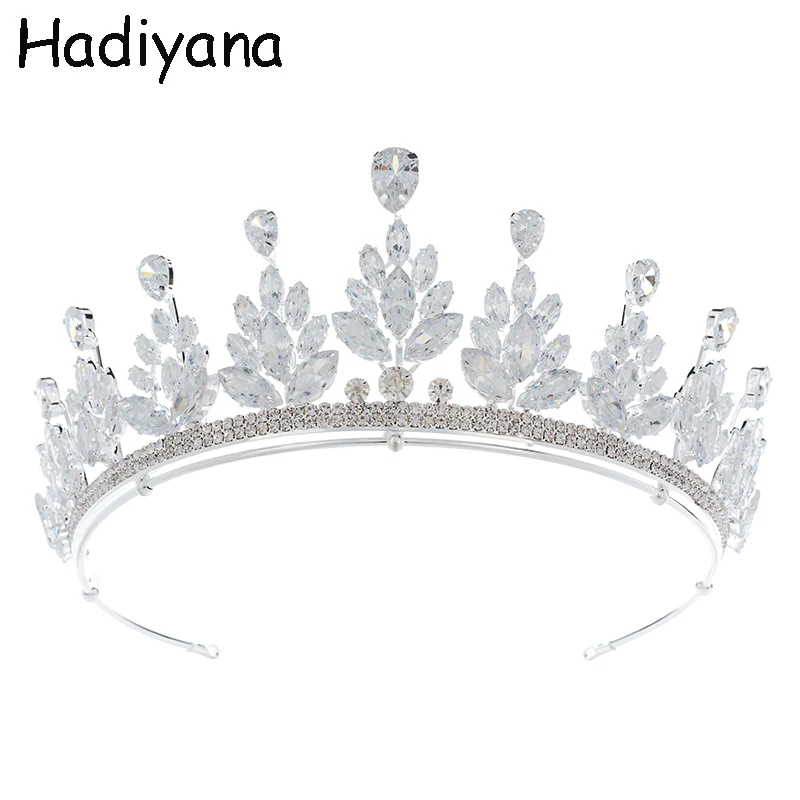

Hadiyana New Coming High Quality Copper Crowns Wedding Jewelry Fashion CZ Zircon Crowns Tiaras Jewelry Women Anniversary HG6102