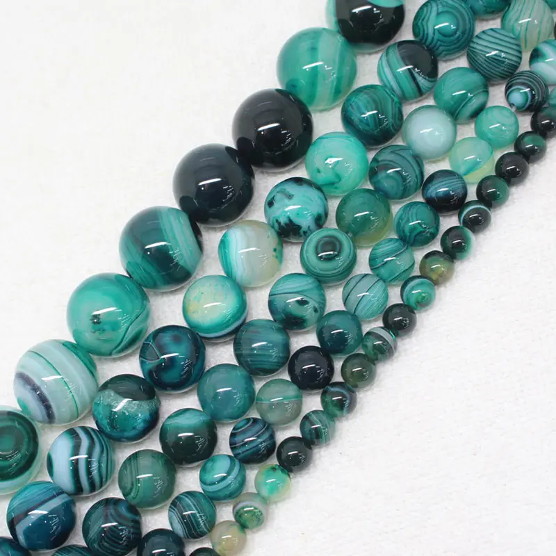 

Mini.order is $7! 4-16mm Light Green Stripe banded Multicolor Agates Onyx Round DIY Spacer Loose Beads 15"