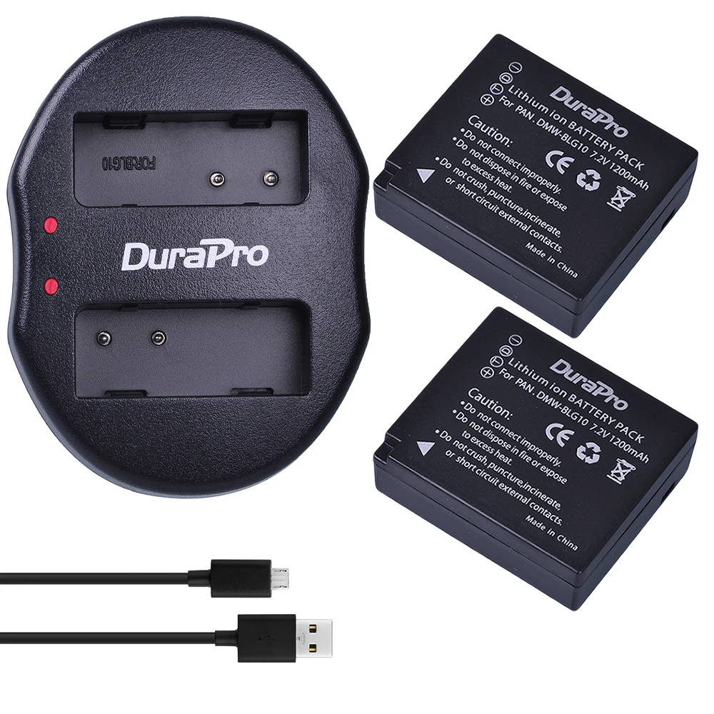 DuraPro 2 шт. DMW-BLG10 ДМВ BLG10 Камера Батарея+ USB Dual Зарядное устройство для цифрового фотоаппарата Panasonic BLG10E BLG10GK BLG10 DMC-GF6 DMC-GX7 GF6 GX7