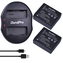DuraPro 2pcs DMW-BLG10 DMW BLG10 Camera Battery + USB Dual Charger for Panasonic BLG10E BLG10GK BLG10 DMC-GF6 DMC-GX7 GF6 GX7
