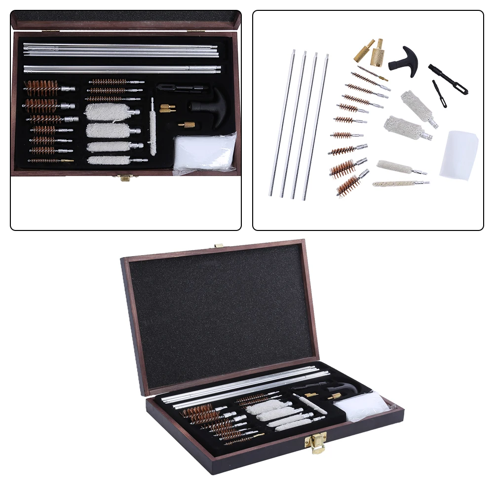 

Hunting Clearner Gun Cleaning Brush Kit Universal Rifle Pistol Shotgun Hand Clear Tools Wooden box