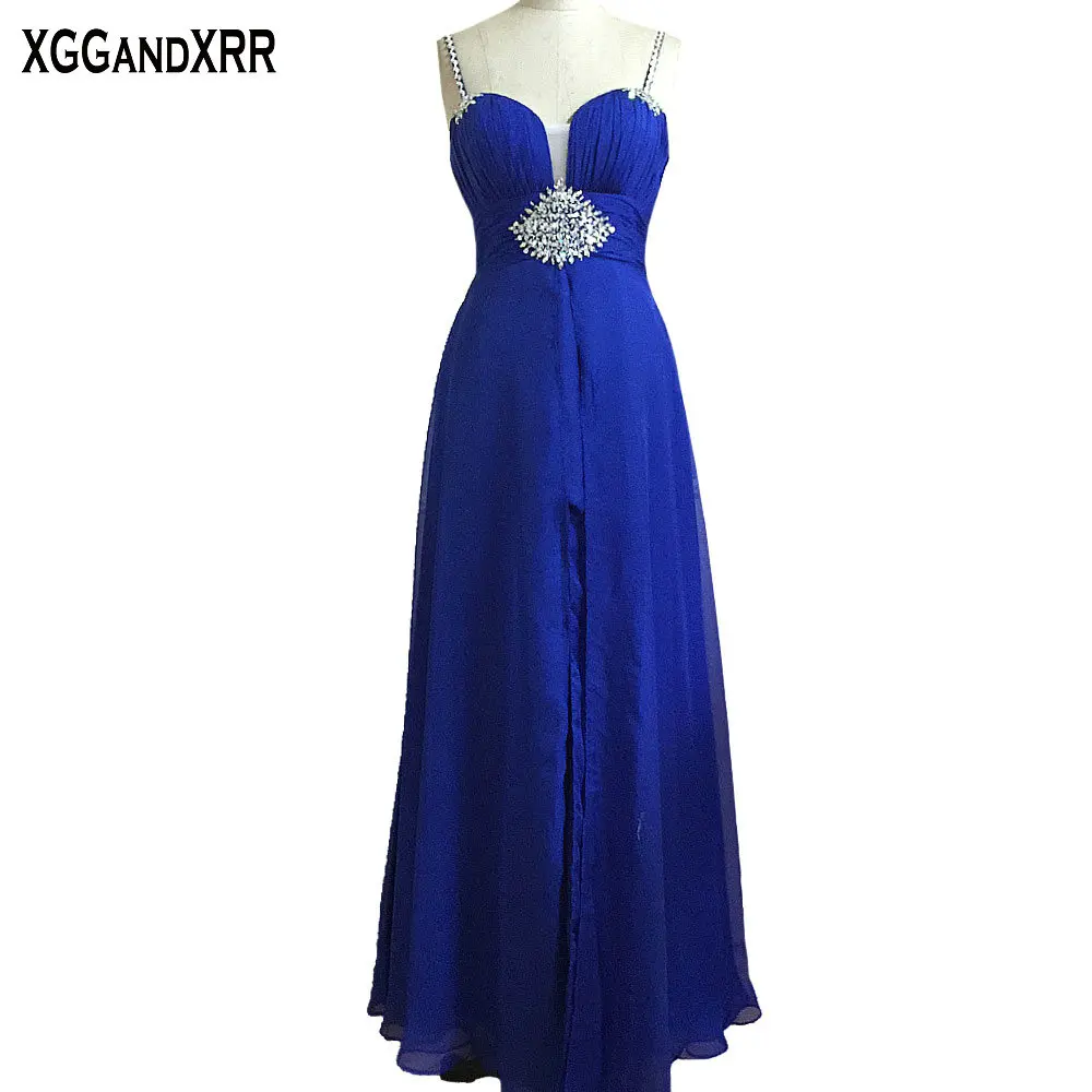 Sexy Spaghetti Straps Chiffon A-line Gown With Pleats