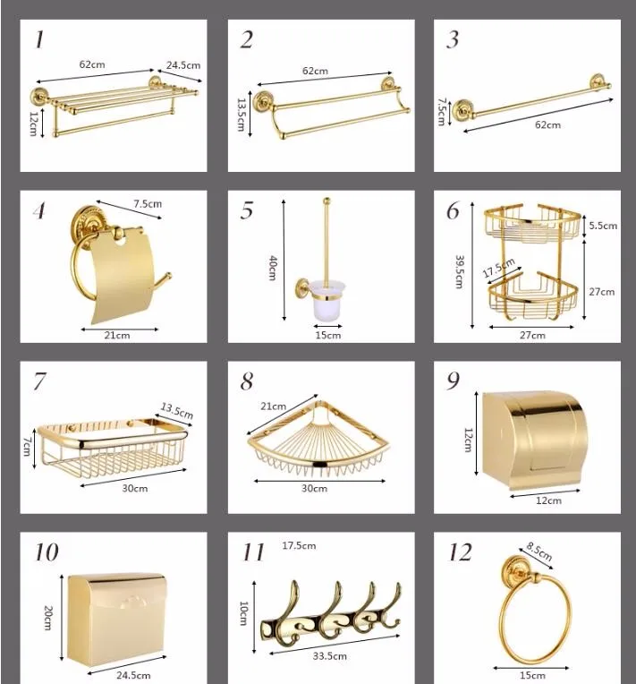 Новый Медь набор аксессуаров для ванной комнаты золото Полотенце Бар стеклянная полка для туалетной щетки бумаги держатель настенный