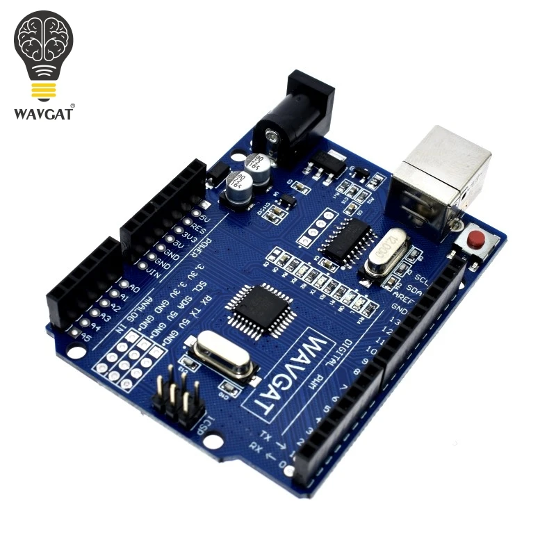 Плата WAVGAT UNO R3 MEGA328P CH340G для Arduino совместимая без USB кабеля MEGA 2560.|Интегральные