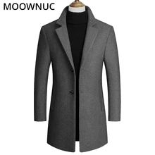 Модное шерстяное мужское деловое толстое повседневное осенне-зимнее пальто, теплое шерстяное мужское пальто, брендовая одежда, Мужское пальто MOOWNUC