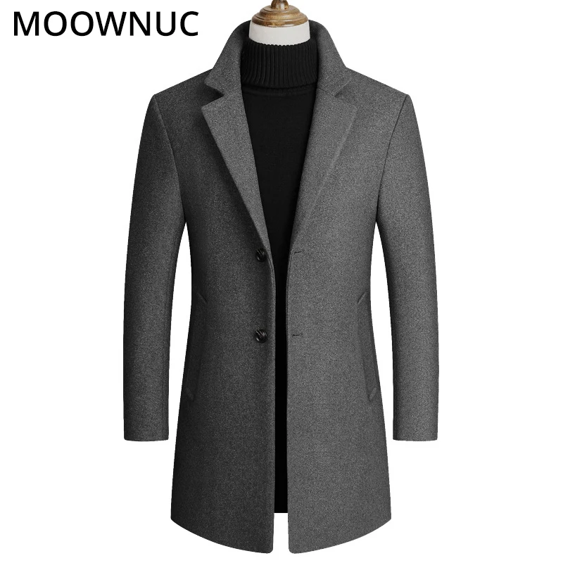 

Fashion Woollen Male Business Thick Casual Autumn Winter Overcoat Warm Wool Men Coat Blends Brand Clothing Men's Coat MOOWNUC