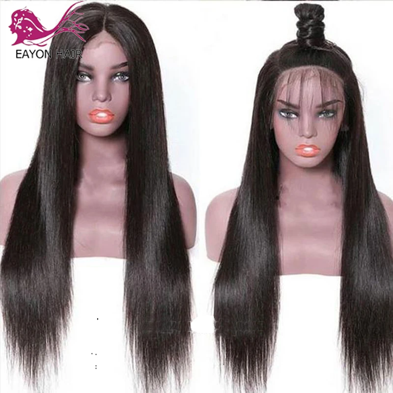 

EAYON Silky Straight Brazilian Full Lace Human Hair Wigs With Baby Hair Glueless Remy Hair Preplucked Bleached Knots