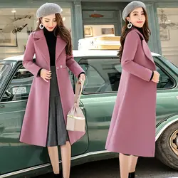 2018 осень и зима новый женский темперамент шерстяное пальто женский длинный участок популярного поп пальто