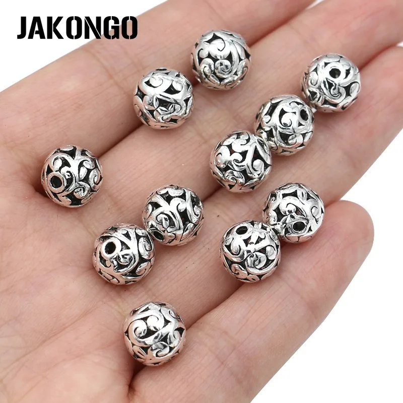 JAKONGO Lucky Cloudy Spacer Бусины античные посеребренные полые свободные бусины для изготовления ювелирных изделий браслет аксессуары 11 мм 8 шт