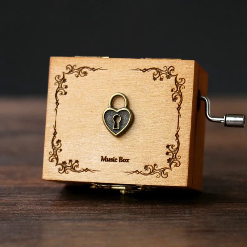 Newest Vintage Wooden Hand Shake Music Box Sky City Creative Gift 10 Designs Tower Heart Lock Windmill Musical | Дом и сад