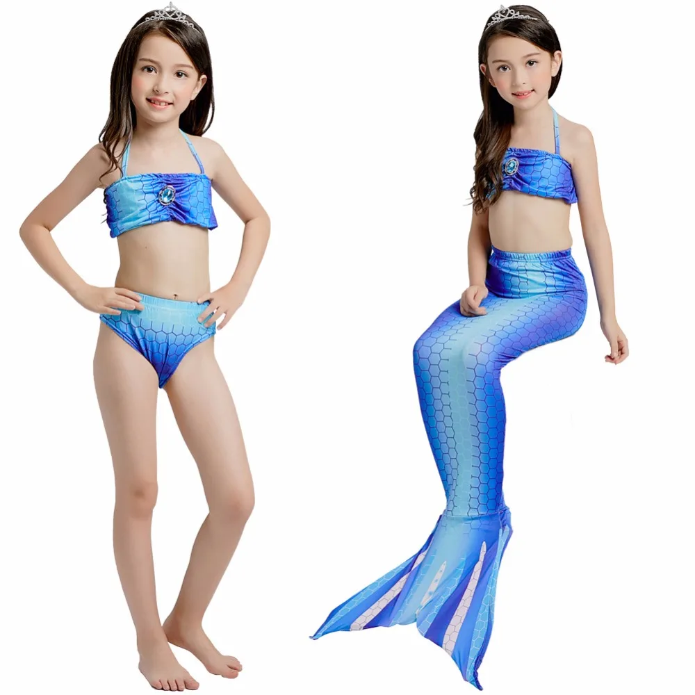 

2018 Girls Anime Cartoon Suits 3PCS/Set Mermaid Tail Biniki Set Monofin Swimmable Swimming Cosplay Costume