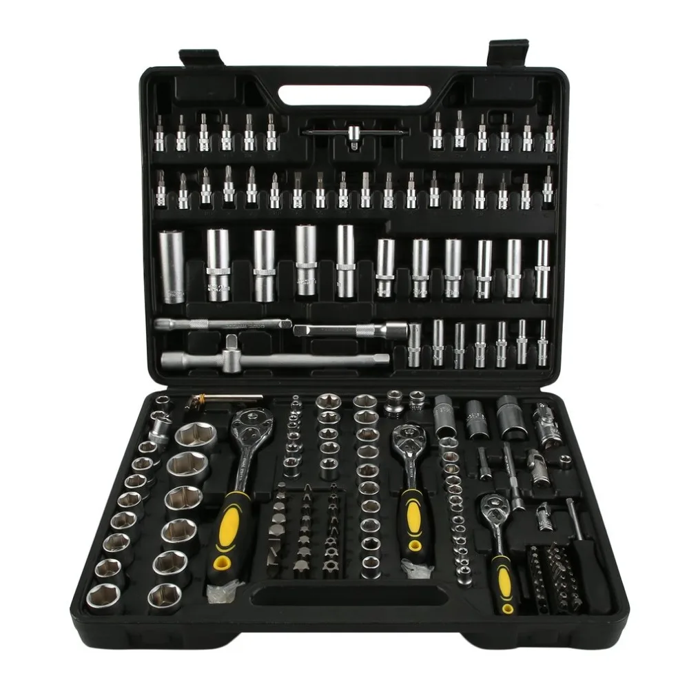 

Newest 179 PCS Ratchet Socket Wrench Tool With Carry Case Ratchet Driver Kit Universal Socket Set Professional Repair Tools