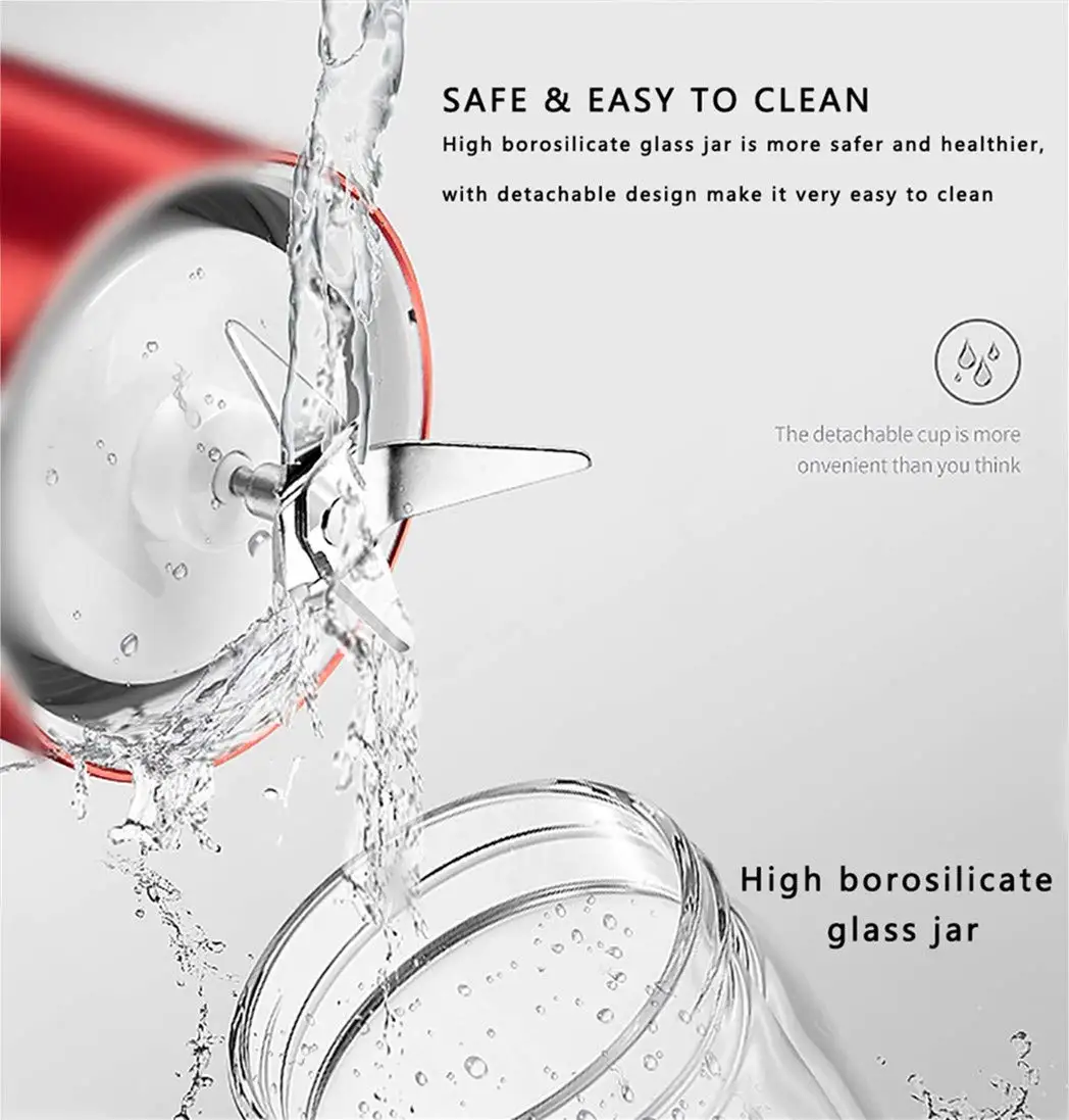  AUGIENB 500ml Electric Fruit Juicer Glass Mini Portable Handheld Smoothie Maker Blenders Mixer USB 