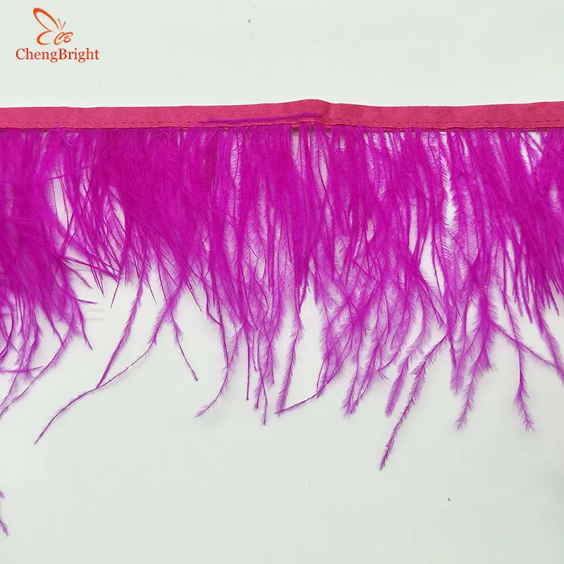 Лента ChengBright с бахромой и натуральными страусиными перьями 1 ярд|feather ribbon|feathers trim