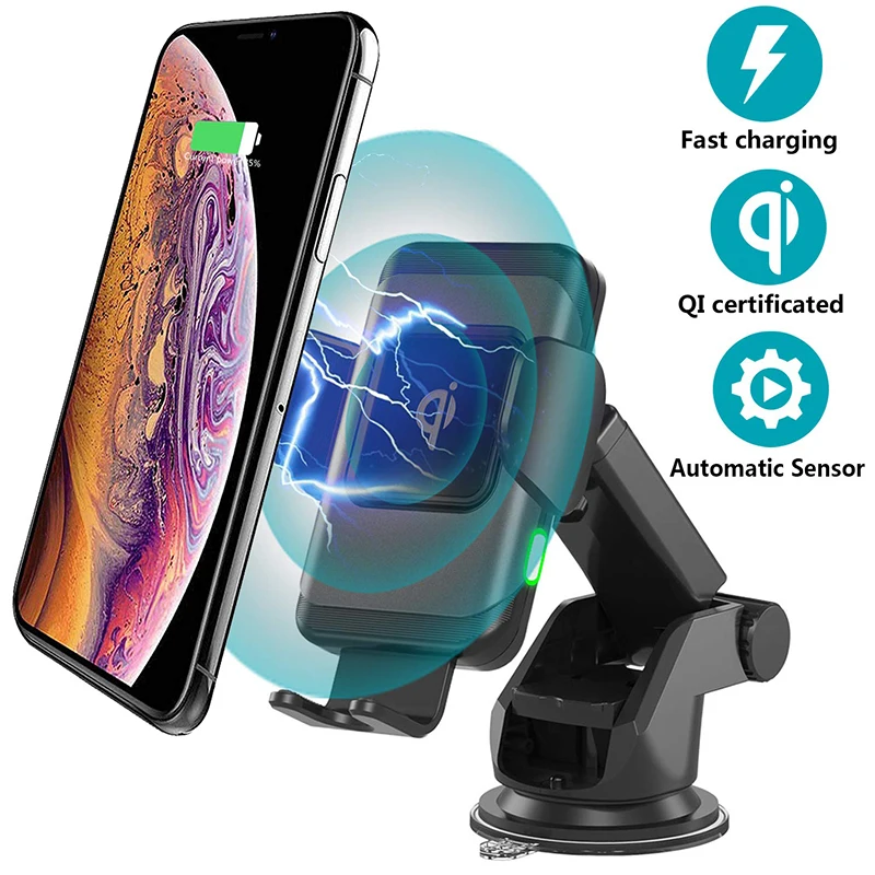 

QI Wireless Car Charger 10W Fast Charging Wireless Charger Car Mount Quick Charge Auto Clamp Air Vent Dashboard Charging In Car
