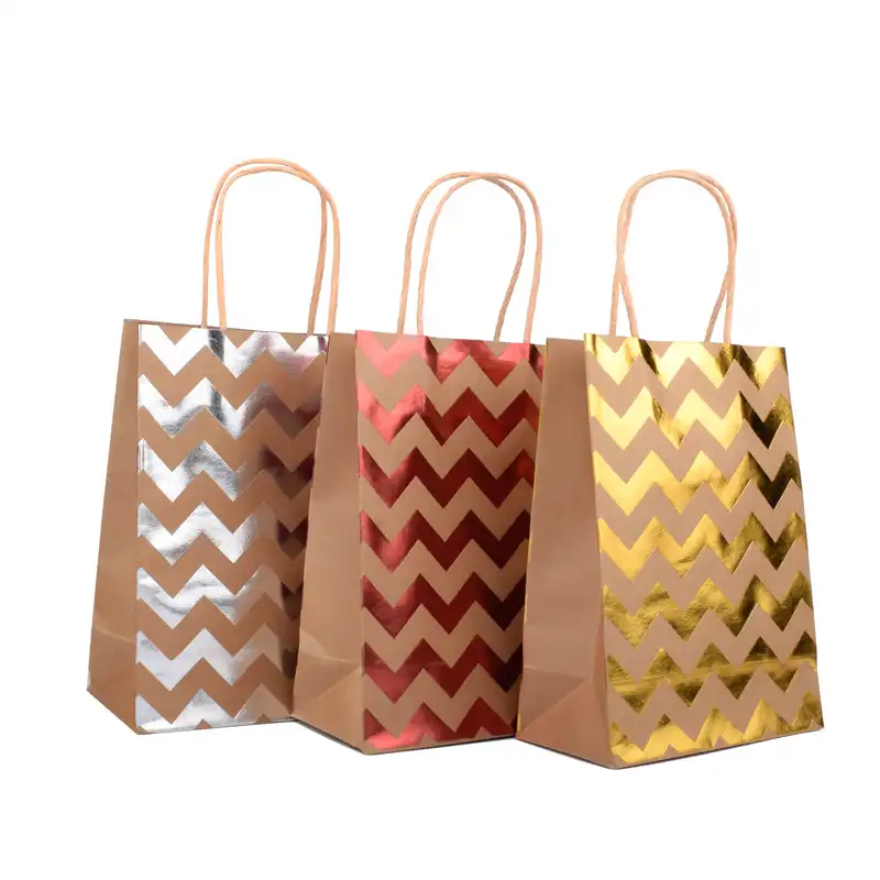 Golden Silver Kraft Party Paper Bags Hand Bag Candy Gift Bag With