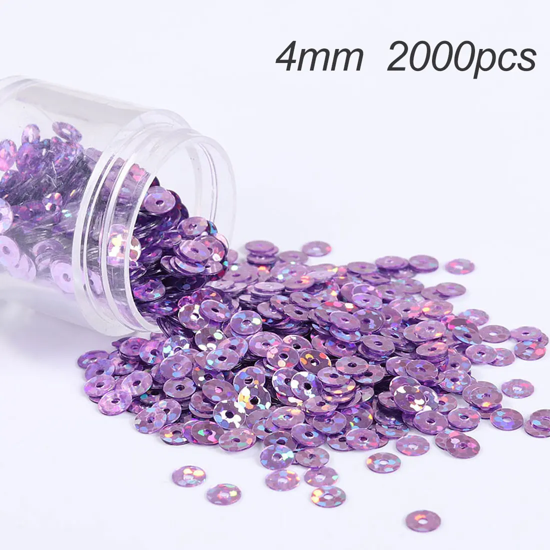 2000Pcs(10g) 4mm Matting Sequin PVC Flat Round Dull Polish Sequins Paillettes Sewing Wedding Craft Women Garments Accessories - Цвет: Laser Purple