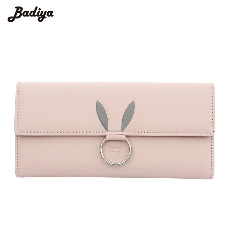 

2017 Women Wallet Cute Rabbit Pattern Purses With Ring Charms Hasp Zipper Pockets Phone Purses Money Cards Slots Female Wallets