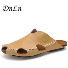 New 2017 Summer Men Sandals Genuine Leather Fashion Vintage Flat Heel Solid Beach Sandals For Men Breathable Mens Shoes 2#D30