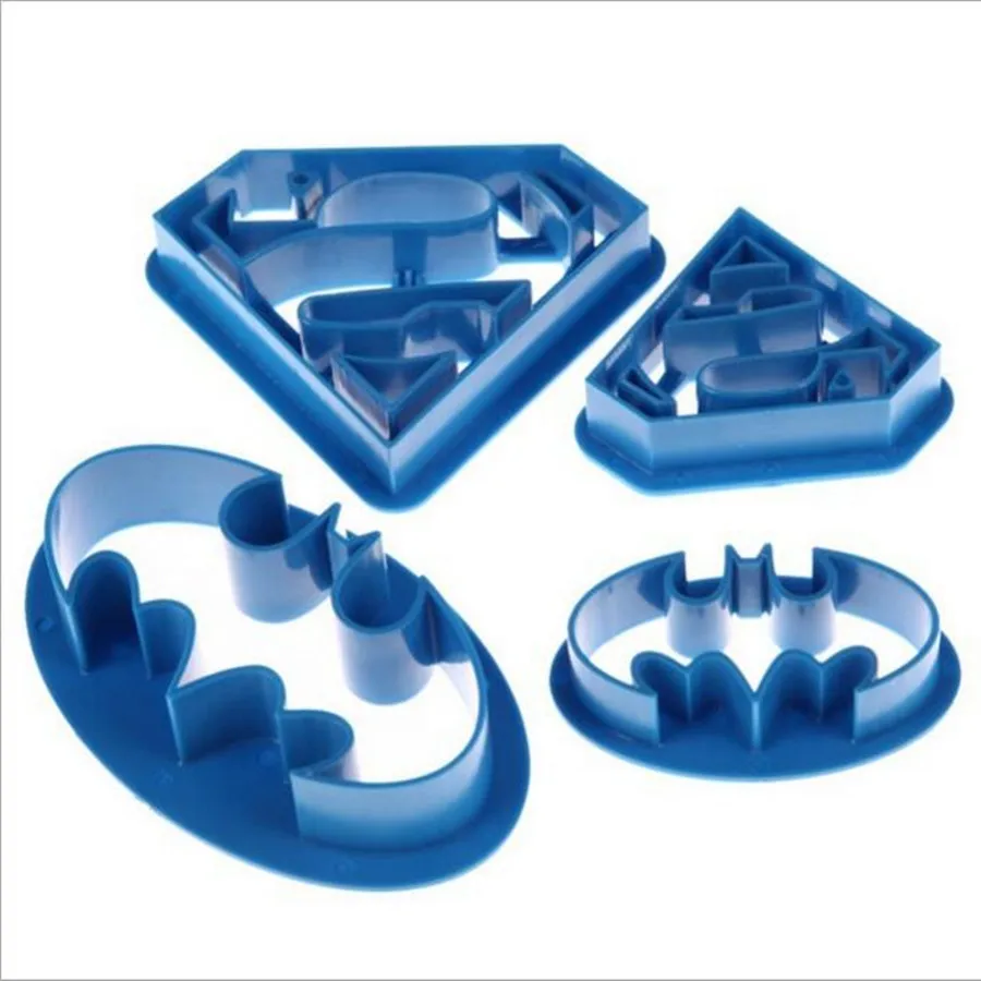 

4pcs Cookie Cutters Super Hero Batman Superman Sugarcraft Fondant Cake Decoration Shape Biscuits mold Kitchen Baking Pastry Tool