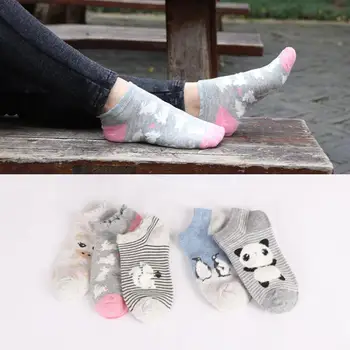 

5Pairs/Lot New Women Harajuku Cartoon Socks Cute Animals Funny Kawaii Short Boat Socks Spring Summer Socks Invisible Non Slip
