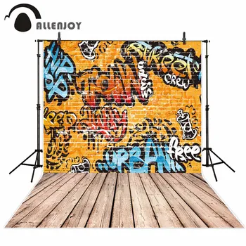 

Allenjoy photography background store yellow Graffiti wall theme backdrop Colorful and Cool text pattern background New Arrivals