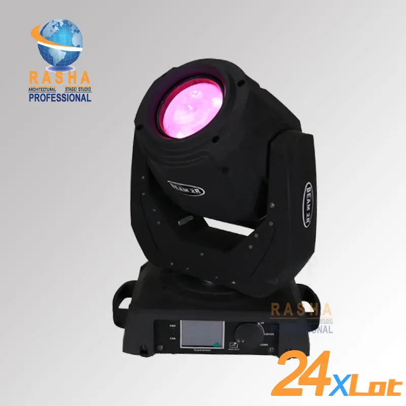 

24x Rasha Hot Sale 2R 120W Beam MovingHead Light With 14 Gobos, 3 Layer Lens,Touch Screen LCD Display With Powercon Stage Light