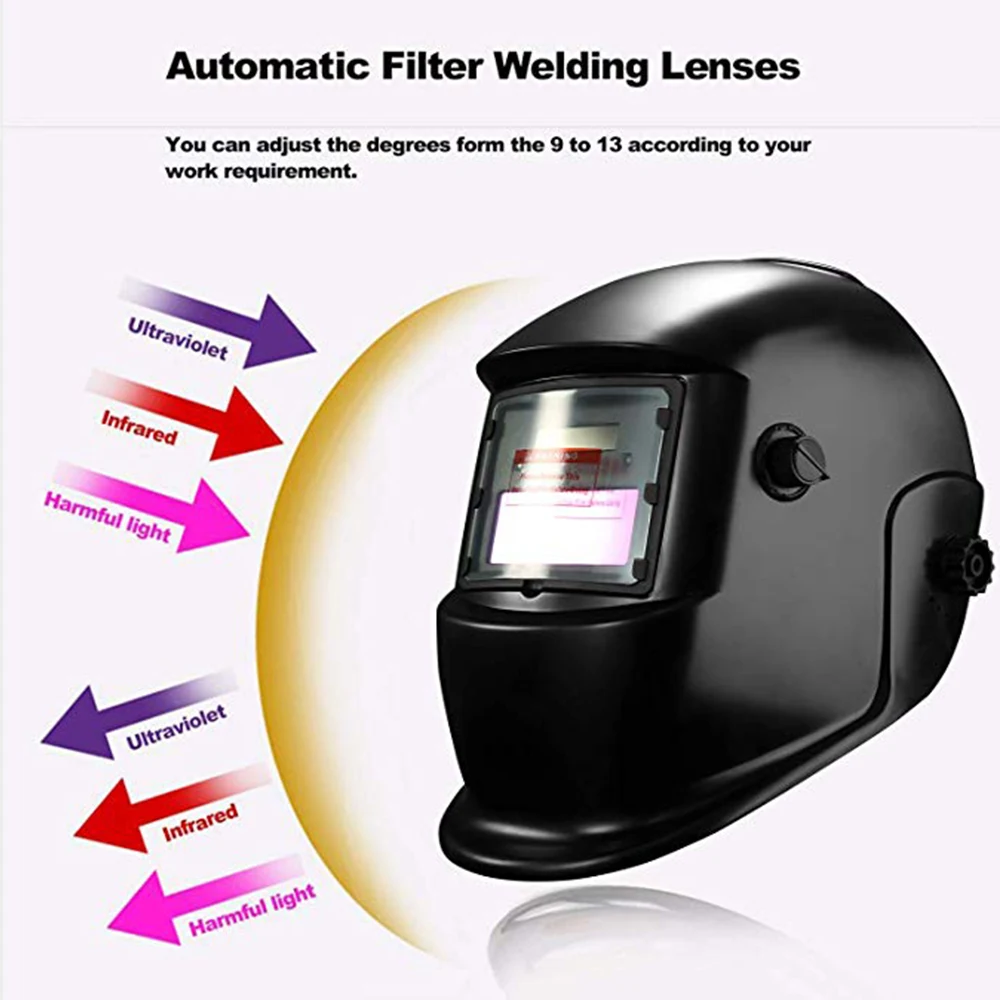 Black Auto Darkening Solar Welding Helmet Welder Lens Grinding Mask New Protecter Welding Masks for TIG MIG MMA High Quality