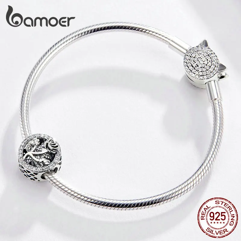 Женский браслет BAMOER Круглый в виде змеи 100% 925 пробы|crystal round|charm charmcharms crystal |