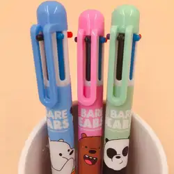1 шт. Панда медведь 6 цветная шариковая ручка мультфильм шариковая ручка с животным школьные офисные канцелярские принадлежности подарок