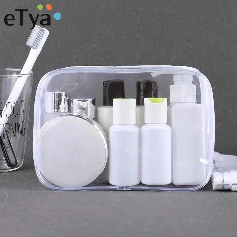 

eTya Transparent Travel Cosmetic Bag Make Up Case Women Men Portable Zipper Makeup Bag Beauty Organizer Toiletry Storage Kit Box