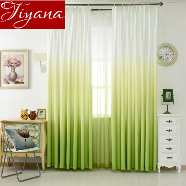 Groene Gordijnen Gradient Print Voile Gordijn Moderne Venster ... Groene Gordijnen Gradient Print Voile Gordijn Moderne Venster ...