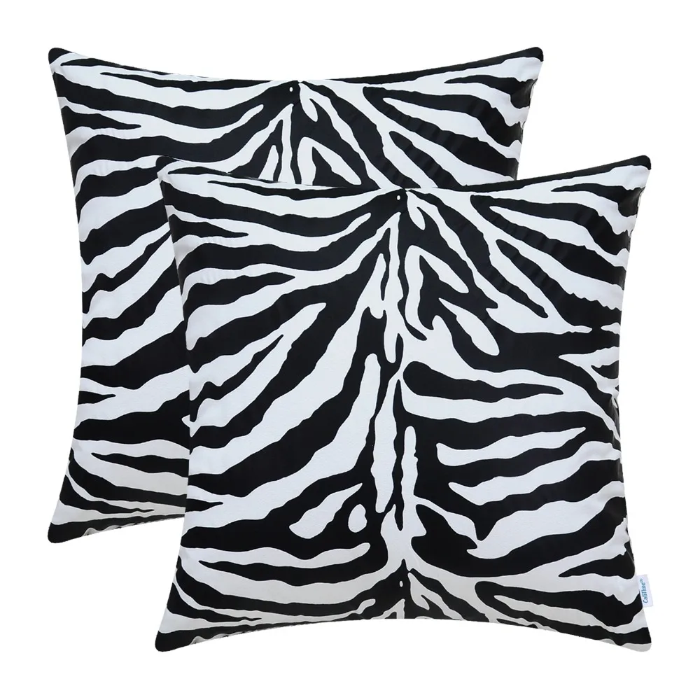 2PCS CaliTime Cushion Covers Throw Pillow Cases for Couch Bed Sofa Both Sides Zebra Striped