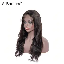 AliBarbara 13x4 Синтетические волосы на кружеве парики из натуральных волос на кружевной основе бразильские волнистые волосы Синтетические