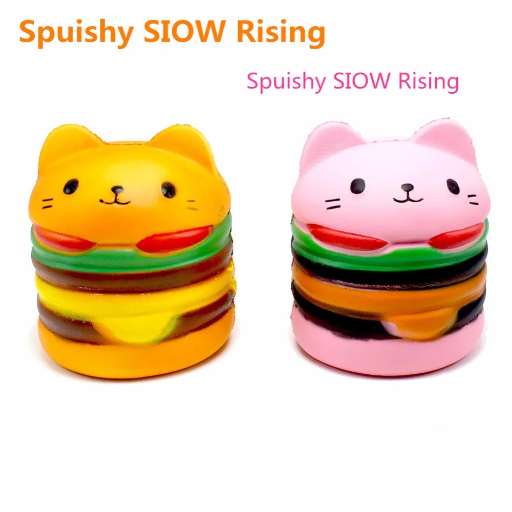 AOSST Squishy New Cute Kawaii Soft Jumbo Cartoon Cat Hamburger Scented Slow Rising Exquisite Kid Stress Relief Toys | Игрушки и хобби