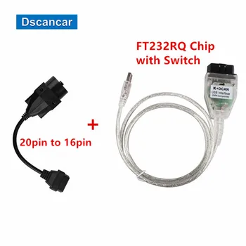 

INPA K+CAN With FT232RQ Chip with Switch Plus for BMW 20pin to obd2 16 Pin Connector